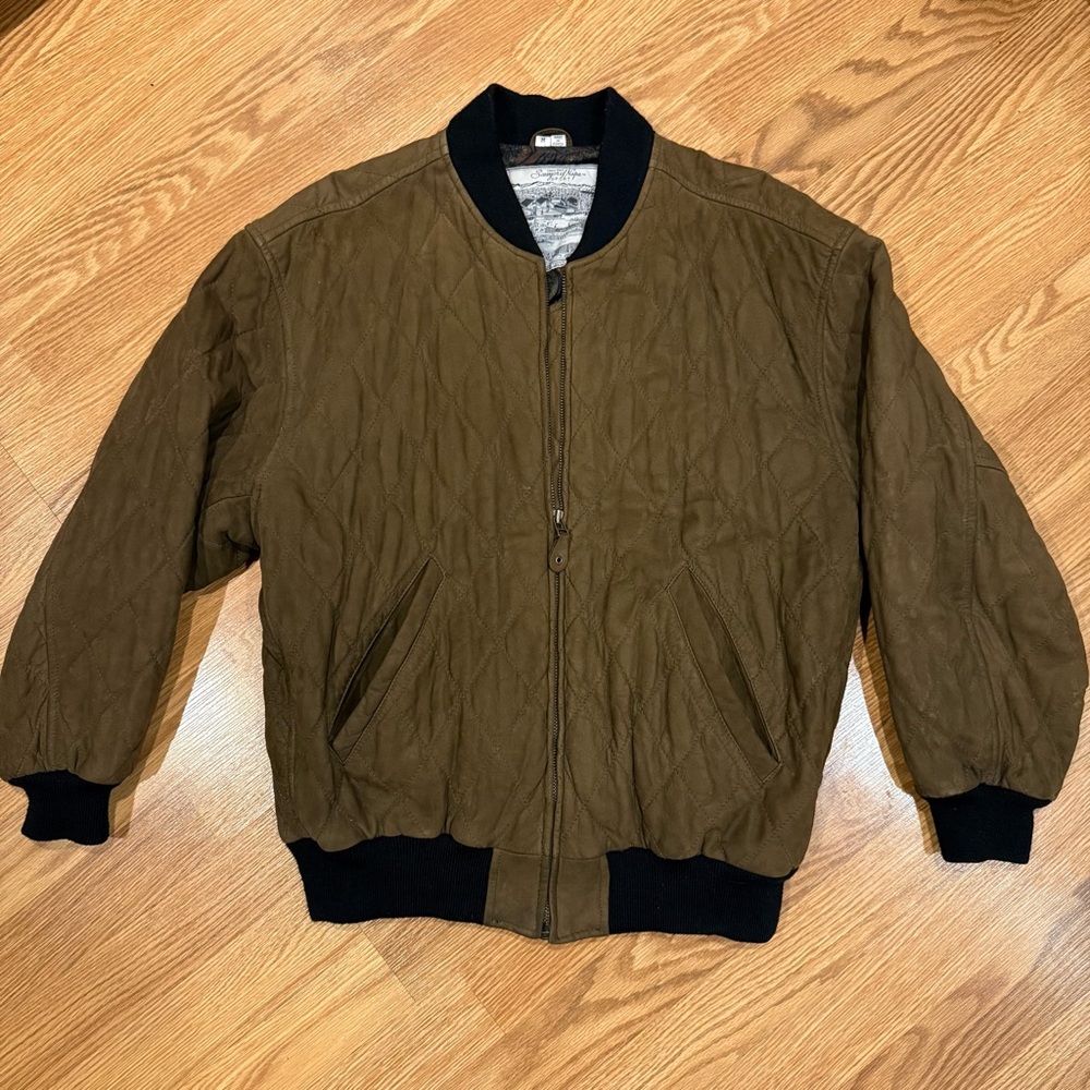 Sawyer of‎ Napa Brown Suede Quilted Bomber Jacket